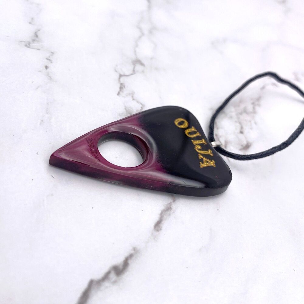 Black Magenta Chrome Dipped Ouija Planchette Necklace - Picture 2 of 9